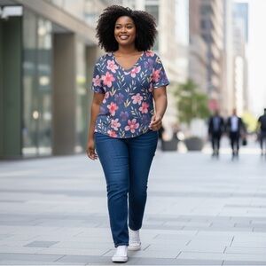 Short‎ sleeve V Neck T-Shirt.